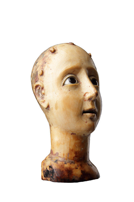 Collection of Three Spanish Colonial Philippines Carved Ivory Heads